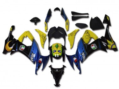 2008-2010 Kawasaki ZX10R Motorcycle Fairings - Yellow Black Blue Shark UK