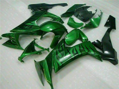2008-2010 Kawasaki ZX10R Motorcycle Fairings - Glossy Black Green Flame UK