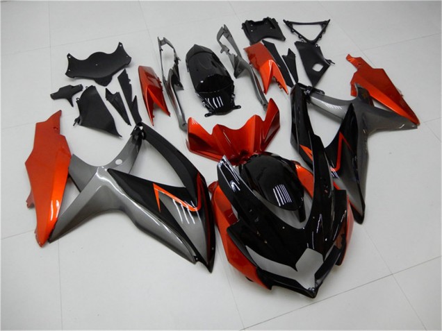 2008-2010 Suzuki GSXR 600/750 Motorcycle Fairings - Orange Grey Glossy Black UK