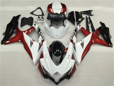 2008-2010 Suzuki GSXR 600/750 Motorcycle Fairings - White Red Glossy Black UK
