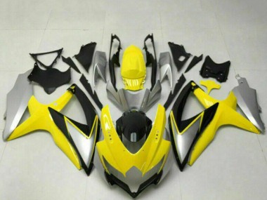2008-2010 Suzuki GSXR 600/750 Motorcycle Fairings - Yellow Silver Glossy Black UK