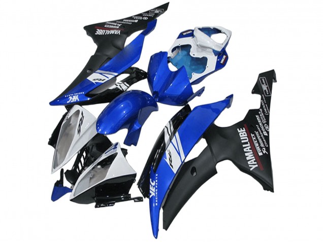 2008-2016 Yamaha YZF R6 Motorcycle Fairings - White Blue Matte Black Yamalube UK