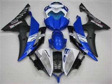 2008-2016 Yamaha YZF R6 Motorcycle Fairings - White Blue Matte Black Yamalube UK