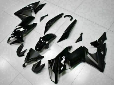 2009-2011 Kawasaki EX650 Motorcycle Fairings - Glossy Black White Decal UK