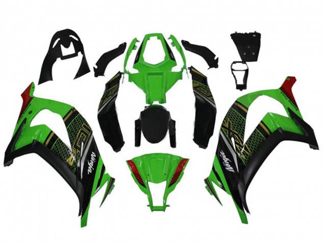 2011-2015 Kawasaki ZX10R Motorcycle Fairings - Green Glossy Black Red Honeycomb UK