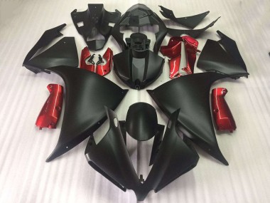 2012-2014 Yamaha YZF R1 Motorcycle Fairings - Matte Black Glossy Red UK
