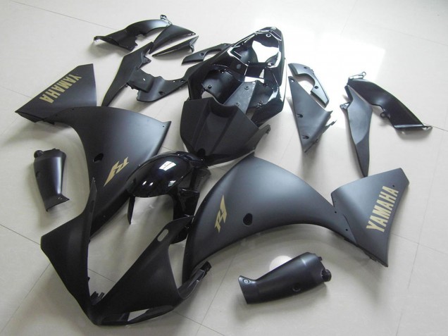 2012-2014 Yamaha YZF R1 Motorcycle Fairing - Glossy Black Matte Black Gold Decals UK