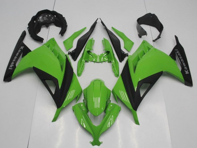 2013-2018 Kawasaki ZX300R Motorcycle Fairings - Green Matte Black OEM Style UK