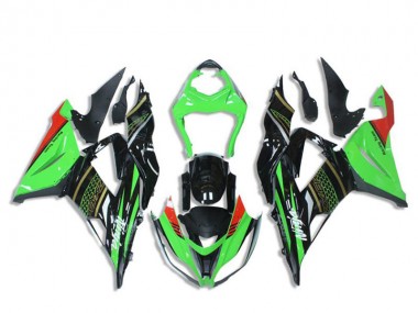 2013-2018 Kawasaki ZX6R Motorcycle Fairings - Green Glossy Black Red Honeycomb UK