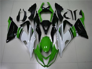 2013-2018 Kawasaki ZX6R Motorcycle Fairings - Green White Glossy Black UK