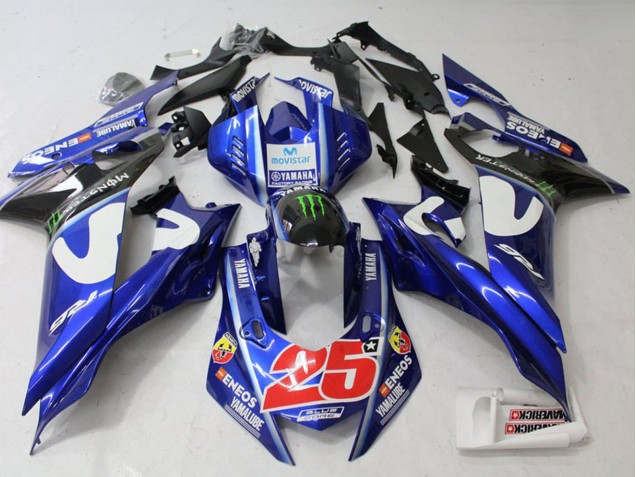 2017-2025 Yamaha YZF R6 Motorcycle Fairing - White Blue Green Monster MoviStar UK