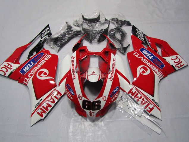 2011-2014 Ducati 1199 Motorcycle Fairings - White Red Fiamm Ficc UK
