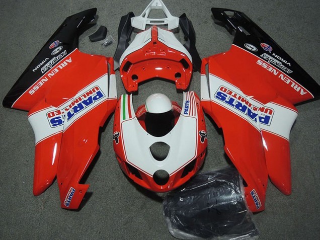 2003-2004 Ducati 749 999 Motorcycle Fairings - White Red Glossy Black Parts Unlimited UK