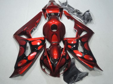 2006-2007 Honda CBR1000RR Motorcycle Fairings - Red Glossy Black Flame UK