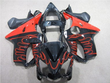 2001-2003 Honda CBR600 F4i Motorcycle Fairing Kits - Glossy Black Red Flame UK