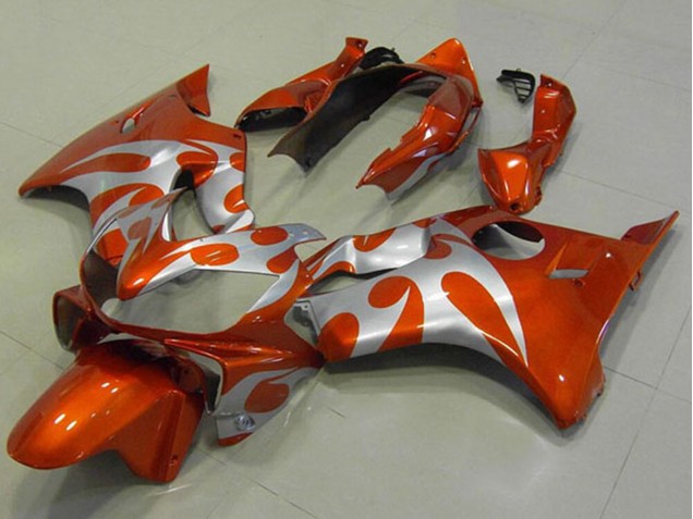 2004-2007 Honda CBR600 F4i Motorcycle Fairings - Silver Orange Flame UK