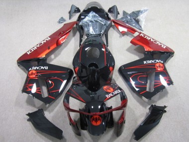 2003-2004 Honda CBR600RR Motorcycle Fairings - Glossy Black Red RACARDI UK
