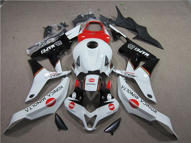2007-2008 Honda CBR600RR Motorcycle Fairings - White Red Glossy Black Konica Minolta MAPEI UK