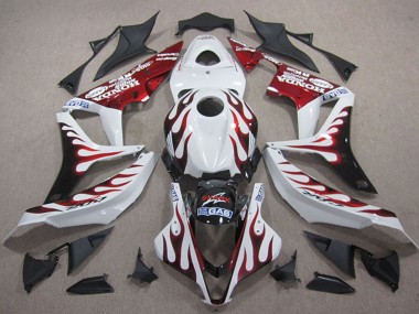 2007-2008 Honda CBR600RR Motorcycle Fairings - White Red Glossy Black Flame UK