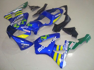 2000-2001 Honda CBR900RR 929 Motorcycle Fairings - Blue Yellow Green MoviStar Castrol UK
