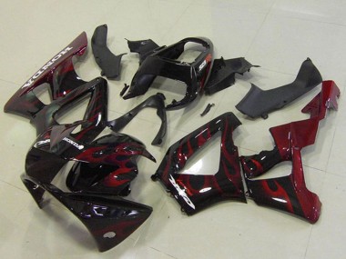 2000-2001 Honda CBR900RR 929 Motorcycle Fairings - Glossy Black Red Flame UK