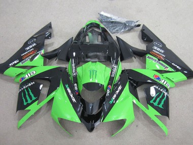 2004-2005 Kawasaki ZX10R Motorcycle Fairings - Black Green Monster UK