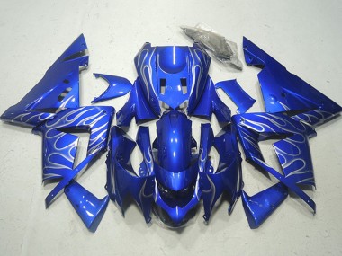 2004-2005 Kawasaki ZX10R Motorcycle Fairings - Blue White Flame UK