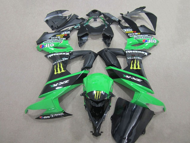 2008-2010 Kawasaki ZX10R Motorcycle Fairings - Green Black Yellow Monster UK