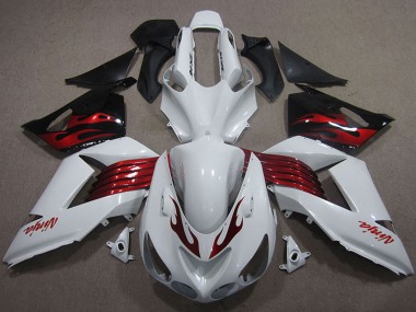 2006-2011 Kawasaki ZX14R ZZR1400 Motorcycle Fairings - White Red Black UK