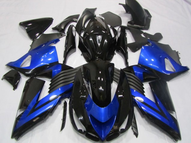 2006-2011 Kawasaki ZX14R ZZR1400 Motorcycle Fairings - Blue Glossy Black UK