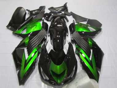 2006-2011 Kawasaki ZX14R ZZR1400 Motorcycle Fairings - Glossy Black Green Stripe UK