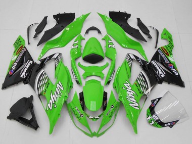 2013-2018 Kawasaki ZX6R Motorcycle Fairings - Green White Silver Black Elf Touch4 Bridgestone 11 UK