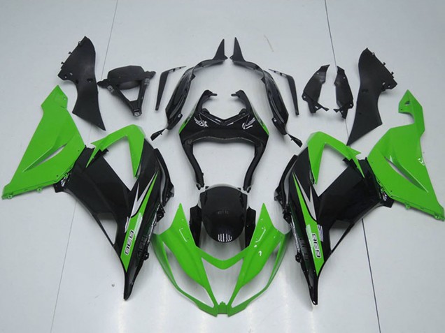 2013-2018 Kawasaki ZX6R Motorcycle Fairings Kits - Green Glossy Black UK