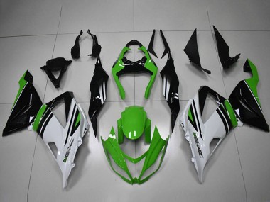 2013-2018 Kawasaki ZX6R Motorcycle Fairings - Green White Black Stripe UK