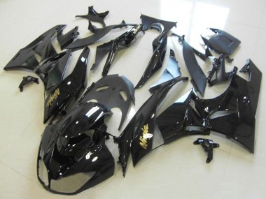 2013-2018 Kawasaki ZX6R Motorcycle Fairings - Glossy Black Gold Ninja UK