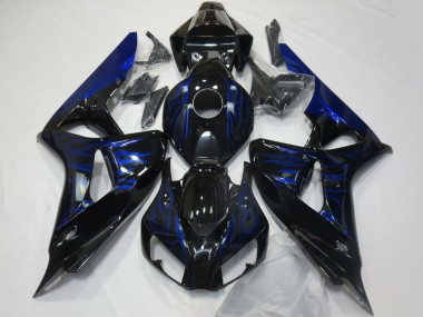 2006-2007 Honda CBR1000RR Motorcycle Fairings - Glossy Black Blue Flame UK