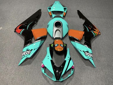 2006-2007 Honda CBR1000RR Motorcycle Fairings - Cyan Blue Orange Glossy Black Shark UK