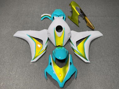 2008-2011 Honda CBR1000RR Motorcycle Fairings - White Light Blue Gold UK