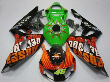 2006-2007 Honda CBR1000RR Motorcycle Fairings - Green Orange Glossy Black Rossi 46 UK