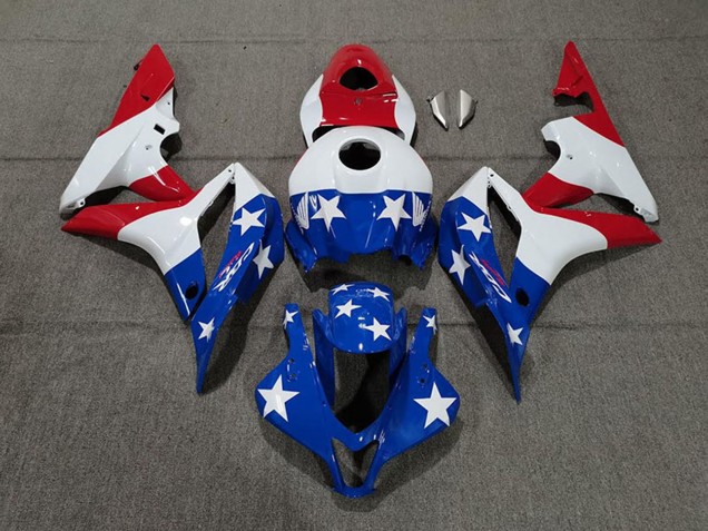 2007-2008 Honda CBR600RR Motorcycle Fairings - White Blue Red American Flag UK