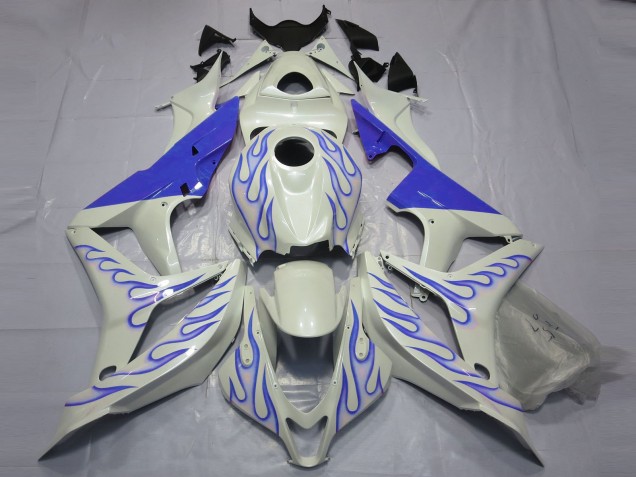 2007-2008 Honda CBR600RR Motorcycle Fairings - White Blue Flame UK