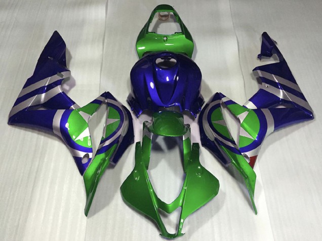 2007-2008 Honda CBR600RR Motorcycle Fairings - Blue Green Silver Captain America UK