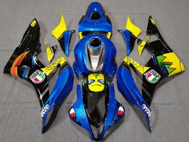 2007-2008 Honda CBR600RR Motorcycle Fairings - Blue Yellow Glossy Black Shark UK