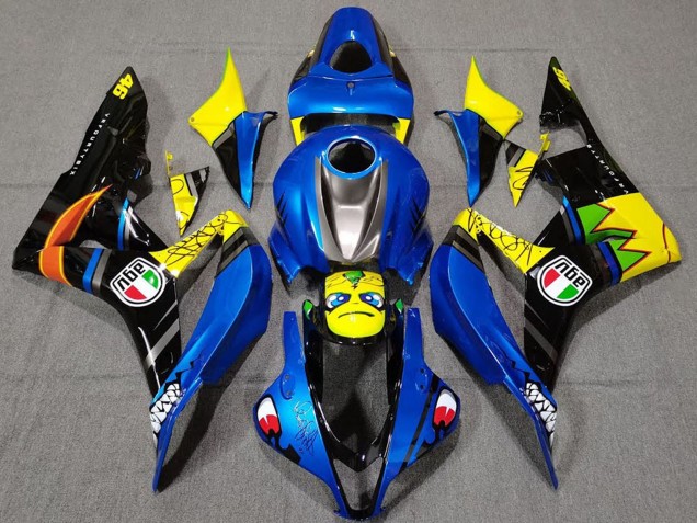 2007-2008 Honda CBR600RR Motorcycle Fairings - Blue Yellow Glossy Black Shark UK