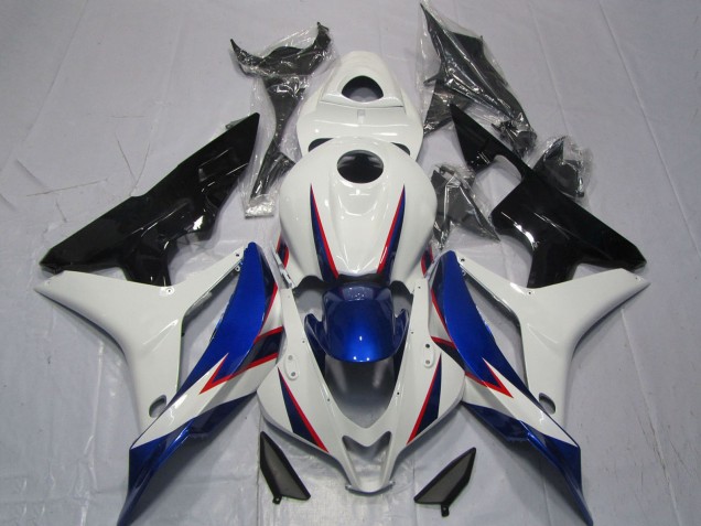 2007-2008 Honda CBR600RR Motorcycle Fairings - White Blue Glossy Black OEM Style UK