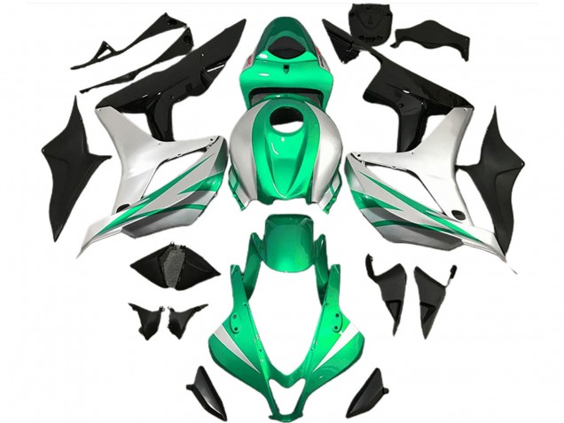2007-2008 Honda CBR600RR Motorcycle Fairings - Silver Green Glossy Black OEM Style UK