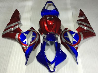 2007-2008 Honda CBR600RR Motorcycle Fairings - Red Silver Blue Captain America UK