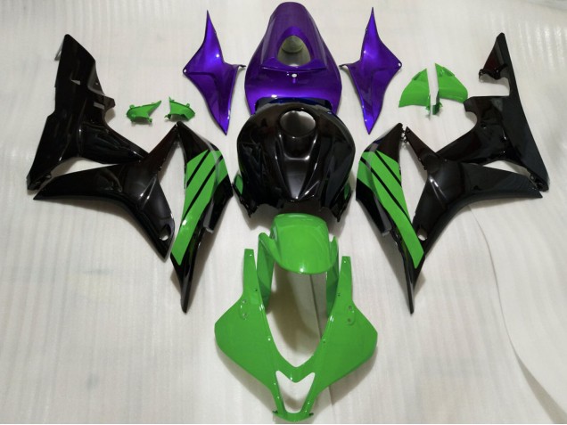 2007-2008 Honda CBR600RR Motorcycle Fairings - Purple Green Glossy Black UK