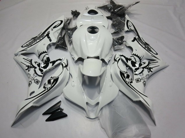 2007-2008 Honda CBR600RR Motorcycle Fairings - White Black UK