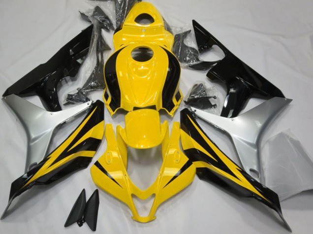 2007-2008 Honda CBR600RR Motorcycle Fairings - Silver Yellow Glossy Black UK